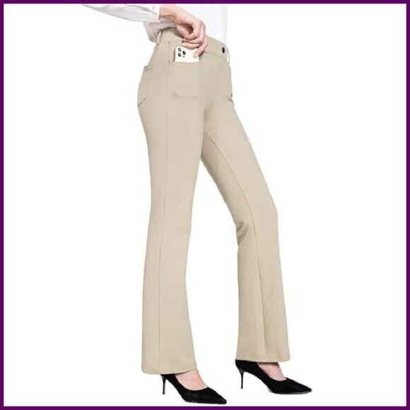 Stretchy Yoga Dress Pants Professional Work Slacks Straight Leg Bootcut - Picture 2 of 8